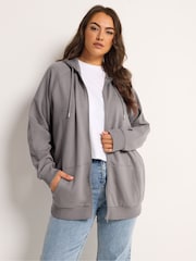 Yours Curve Purple Essential Zip Through Hoodie - Image 1 of 6