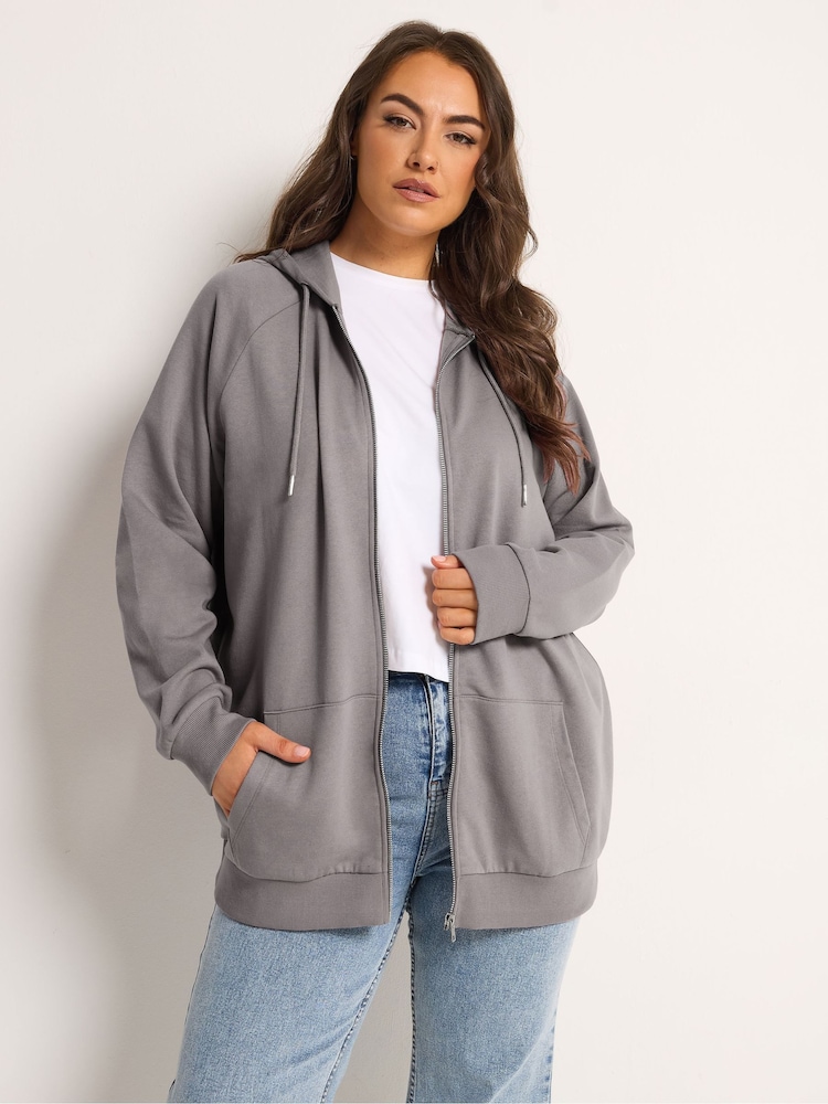 Yours Curve Purple Essential Zip Through Hoodie - Image 1 of 6