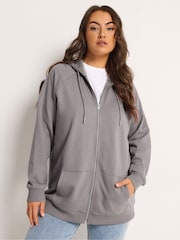 Yours Curve Purple Essential Zip Through Hoodie - Image 2 of 6