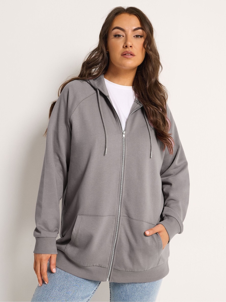 Yours Curve Purple Essential Zip Through Hoodie - Image 2 of 6