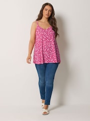 Yours Curve Pink Floral Swing Vest Top - Image 2 of 5