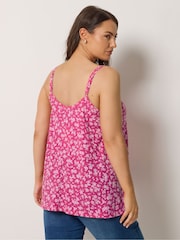 Yours Curve Pink Floral Swing Vest Top - Image 3 of 5
