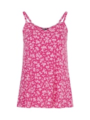 Yours Curve Pink Floral Swing Vest Top - Image 5 of 5