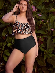 Yours Curve Abstract Animal Frill Bikini Top - Bild 1 von 6