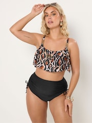 Yours Curve Abstract Animal Frill Bikini Top - Bild 2 von 6