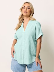 Yours Curve Green Dobby Stripe Blouse - Image 1 of 5