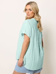 Yours Curve Green Dobby Stripe Blouse - Image 2 of 5
