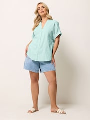 Yours Curve Green Dobby Stripe Blouse - Image 3 of 5