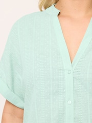 Yours Curve Green Dobby Stripe Blouse - Image 4 of 5