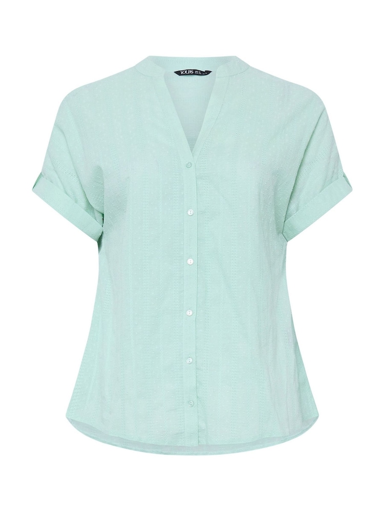 Yours Curve Green Dobby Stripe Blouse - Image 5 of 5 Yours Curve Green Dobby Stripe Blouse - Image 5 of 5