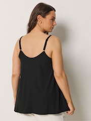 Yours Curve Black Swing Button Through Cami Top - Image 3 of 5
