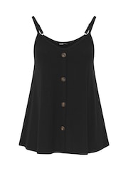 Yours Curve Black Swing Button Through Cami Top - Image 5 of 5