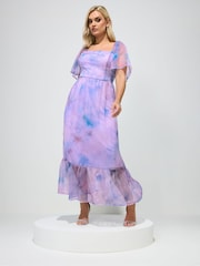 Yours Curve Purple London Organza Dress - Image 2 of 5