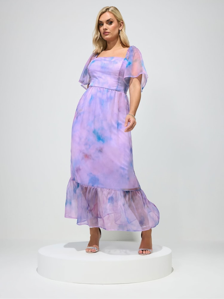 Yours Curve Purple London Organza Dress - Image 2 of 5 Yours Curve Purple London Organza Dress - Image 2 of 5