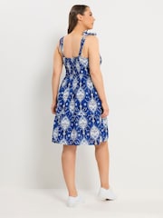 Yours Curve Blue Linen Blend Smock Dress - Image 2 of 5