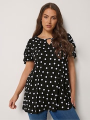 Yours Curve Black Short Sleeve Top - Image 1 of 5