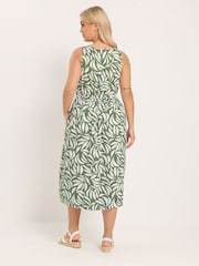 Yours Curve Green Leaf Print Sundress - Image 3 of 5