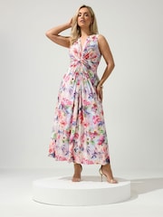 Yours Curve White London Knot Front Maxi Dress - Image 2 of 4