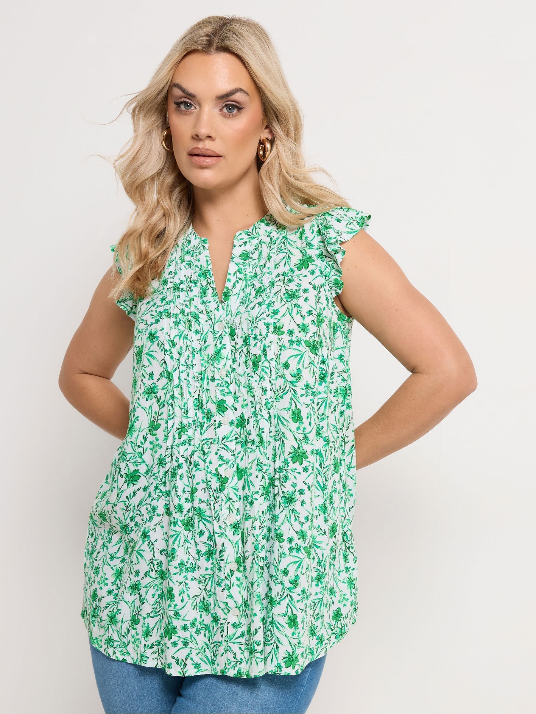 Buy Yours Curve Green Pintuck Blouse from Next USA