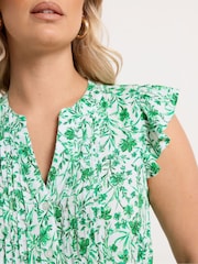 Yours Curve Green Pintuck Blouse - Image 4 of 5