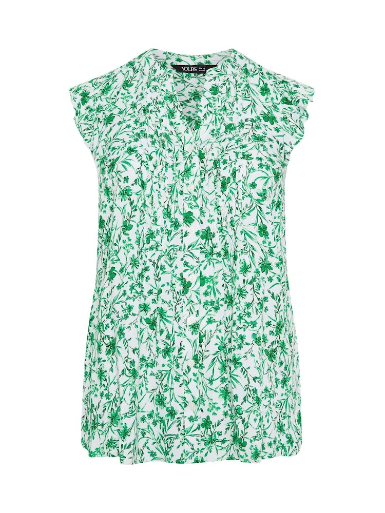 Yours Curve Green Pintuck Blouse - Image 5 of 5