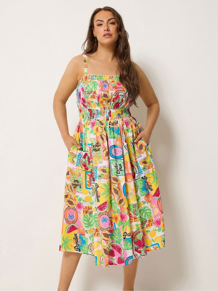 Yours Curve White Strappy Channel Waist Midaxi Dress - Image 1 of 6
