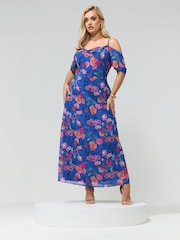 Blau - Yours Curve London Schulterfreies Maxikleid - Bild 2 von 5