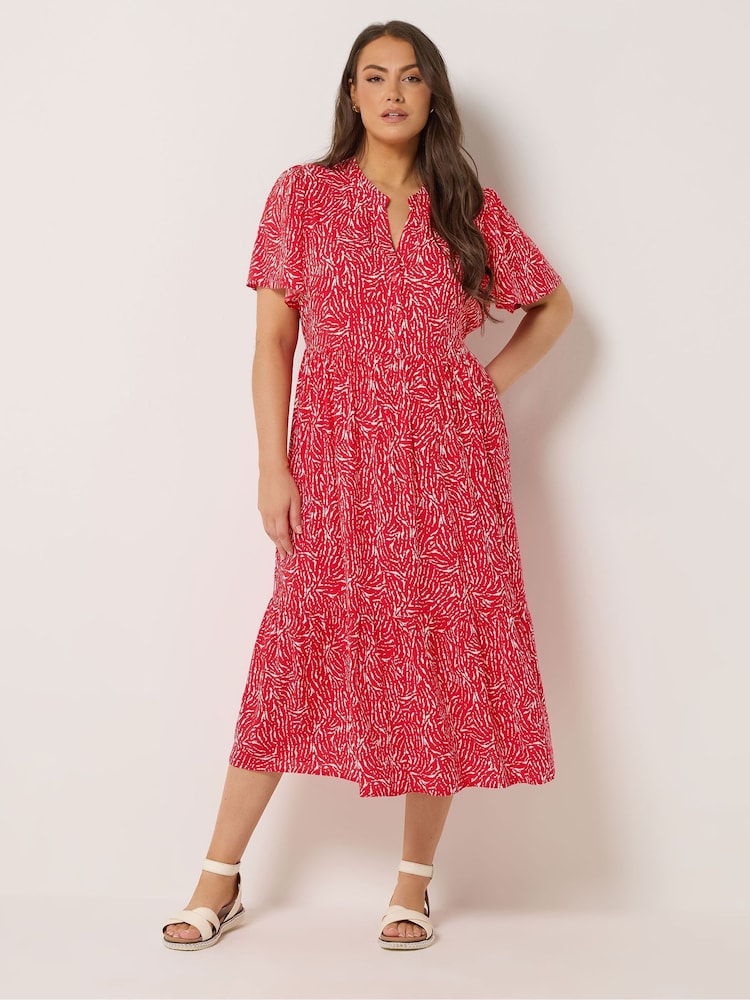 Yours Curve Red Half Placket Dress - Image 2 of 5