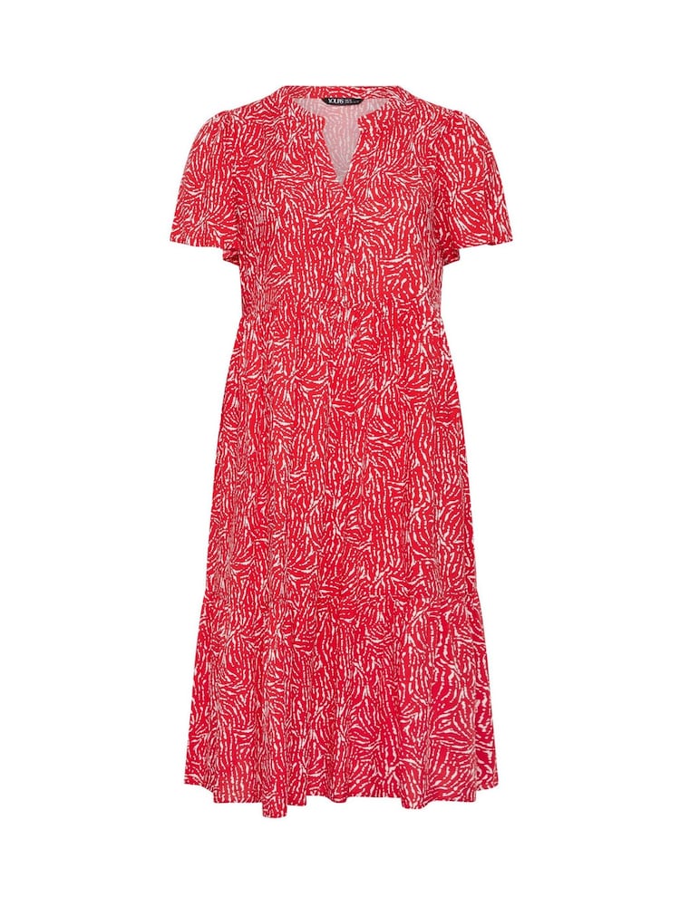 Yours Curve Red Half Placket Dress - Image 5 of 5