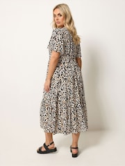 Yours Curve Brown Half Placket Dress - Image 3 of 5