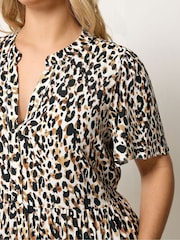 Yours Curve Brown Half Placket Dress - Image 4 of 5