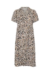 Yours Curve Brown Half Placket Dress - Image 5 of 5