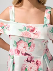 Yours Curve Green London Cold Shoulder Skater Dress - Image 4 of 5