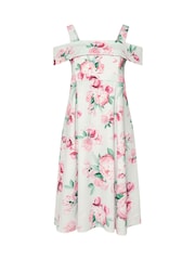 Yours Curve Green London Cold Shoulder Skater Dress - Image 5 of 5