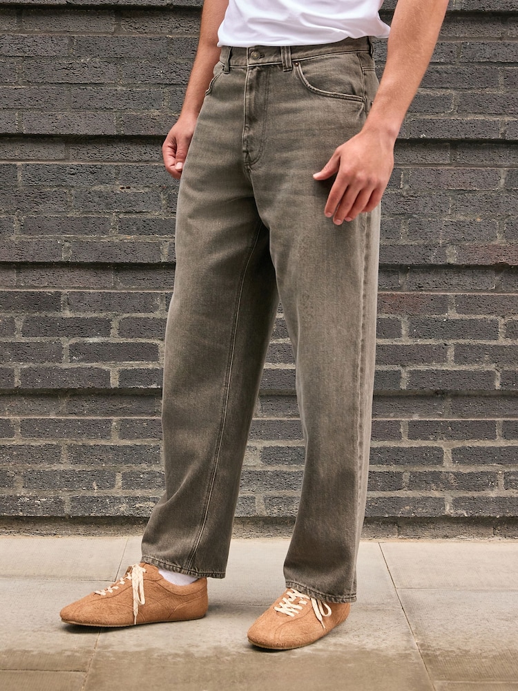 Washed Brown Baggy Fit Jeans - Image 1 of 6 Washed Brown Baggy Fit Jeans - Image 1 of 6