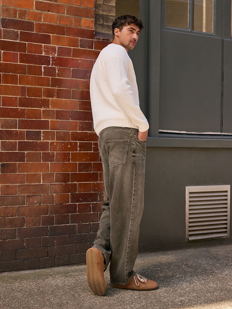 Washed Brown Baggy Fit Jeans - Image 2 of 6 Washed Brown Baggy Fit Jeans - Image 2 of 6