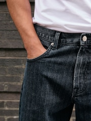 Textured Ink Blue Baggy Fit Jeans - Image 5 of 6