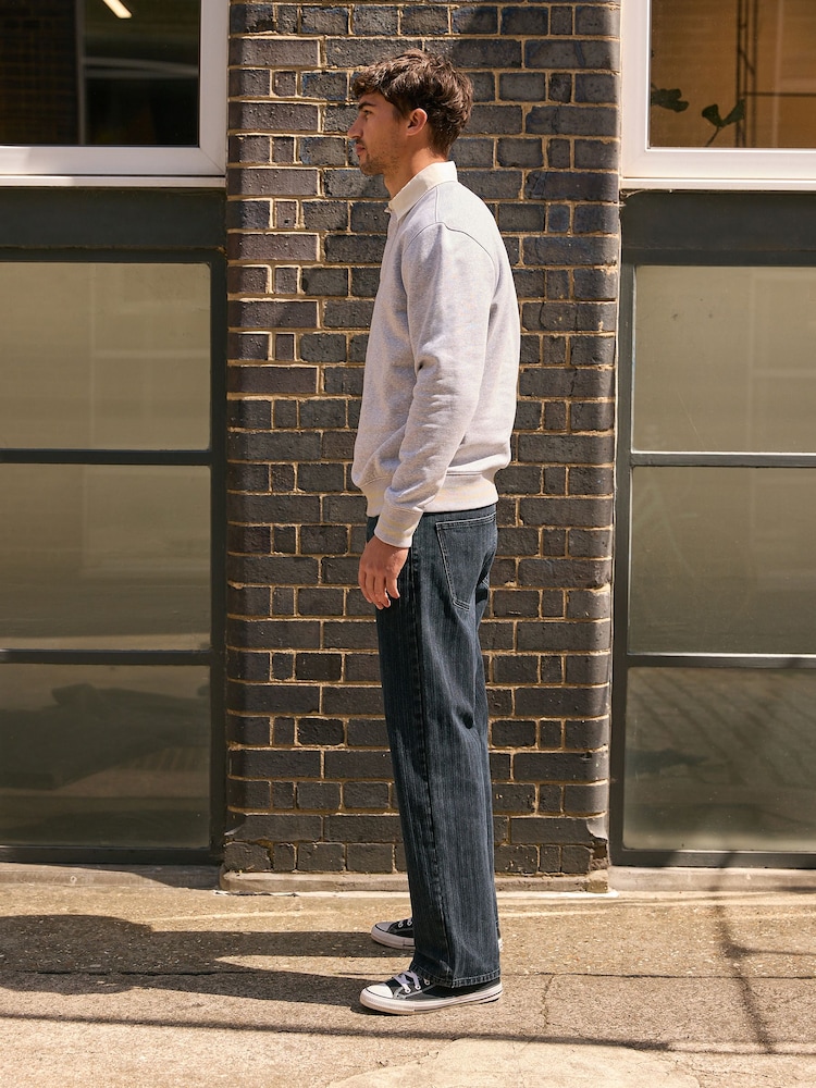 Textured Ink Blue Baggy Fit Jeans - Image 6 of 6 Textured Ink Blue Baggy Fit Jeans - Image 6 of 6
