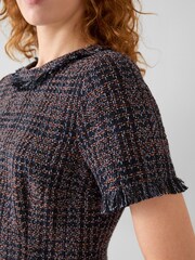 LK Bennett Blue Alba Fringe Detail Tweed Dress - Image 3 of 3