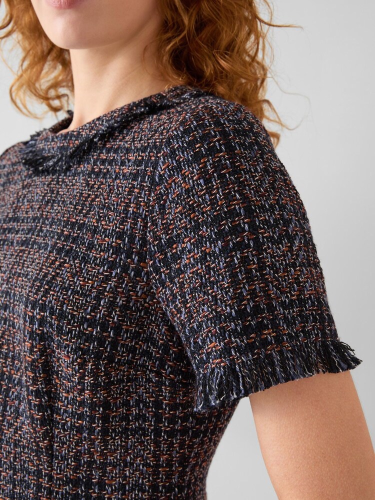 LK Bennett Blue Alba Fringe Detail Tweed Dress - Image 3 of 3