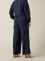 Evans Blue Wide Leg Linen Rich Trousers - Image 2 of 7