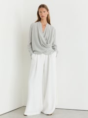 Reiss Grey Lauren Matte Silk Draped Shirt - Image 4 of 6