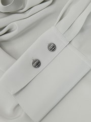 Reiss Grey Lauren Matte Silk Draped Shirt - Image 6 of 6