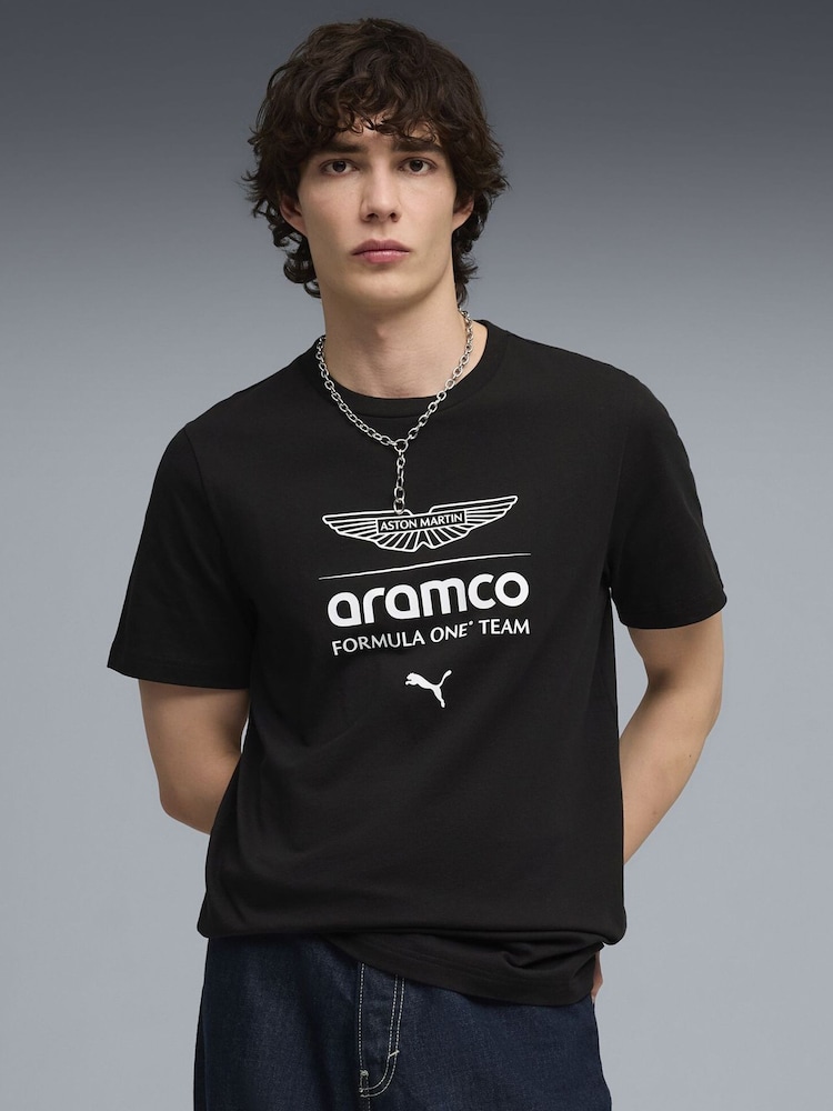 Puma Black Aston Martin Aramco F1 Team Essentials T-Shirt - Image 1 of 5