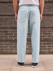 Light Blue Twisted Seam Barrel Fit Jeans - Image 4 of 11