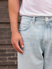 Light Blue Twisted Seam Barrel Fit Jeans - Image 6 of 11