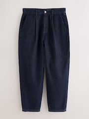Navy Pleated Barrel Fit Jeans - Image 1 of 4