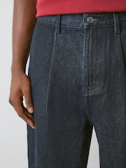 Navy Pleated Barrel Fit Jeans - Image 6 of 10