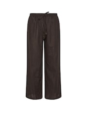 PixieGirl Petite Brown Linen Blend Bead Drawstring Wide Leg Trousers - Image 5 of 5