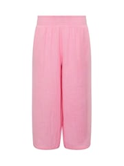 PixieGirl Petite Pink Cheesecloth Wide Leg Cropped Culottes - Image 3 of 3
